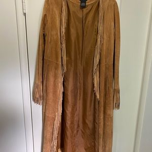 Fringe Leather Coat with Brown Suede Leather
